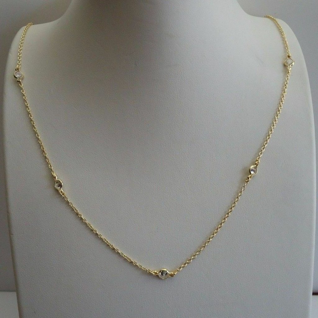 18k Gold Over Sterling Silver 2.5ct Diamond 18" Necklace